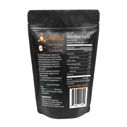 GoAfrica Dark Chocolate Covered Cashews - 4.8oz bag - Image 3