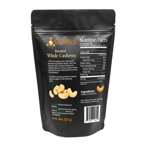GoAfrica Roasted Cashews - 8oz. bag - Image 3